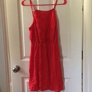 Red lace top dress